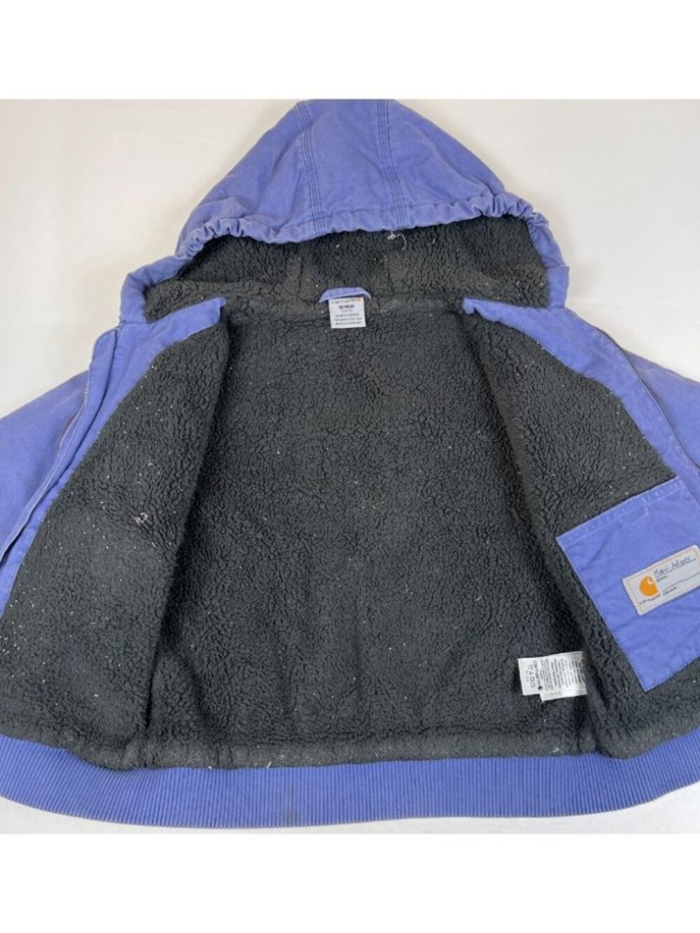 Carhartt Girls Size M 10-12 Purple Fleece Lined Hooded Zip Up Jacket Workwear - Picture 9 of 10